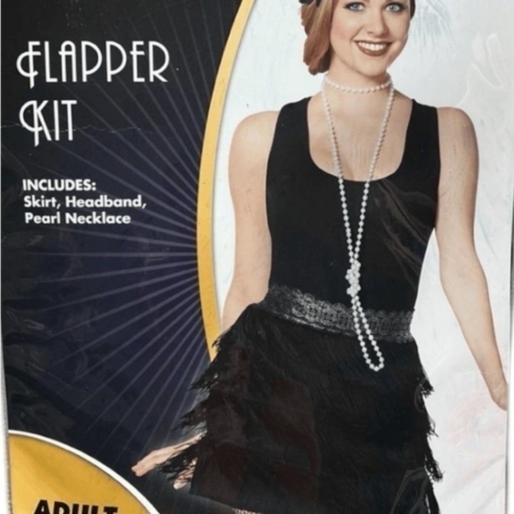 Flapper Costume Kit Halloween costume great Gatsby size small 4-6 black adult